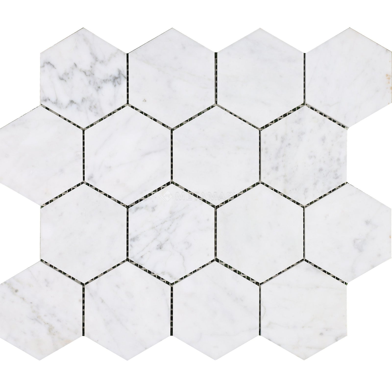 Bianco Carrara Hexagon 3'' Mosaic Mosaic Metamar Marble