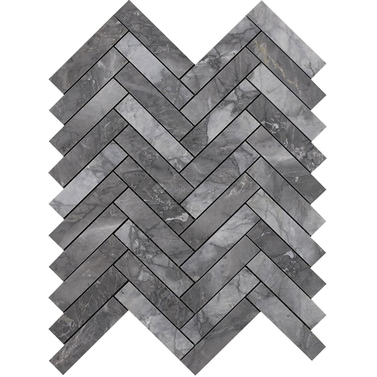 Lovina Grey Herringbone Mosaic Mosaic Metamar Marble