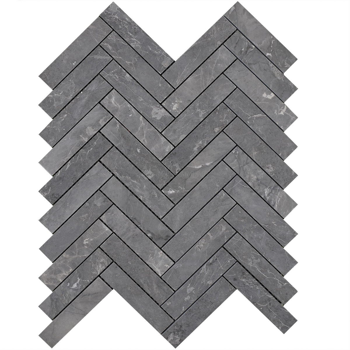 Lovina Grey Herringbone Mosaic Mosaic Metamar Marble