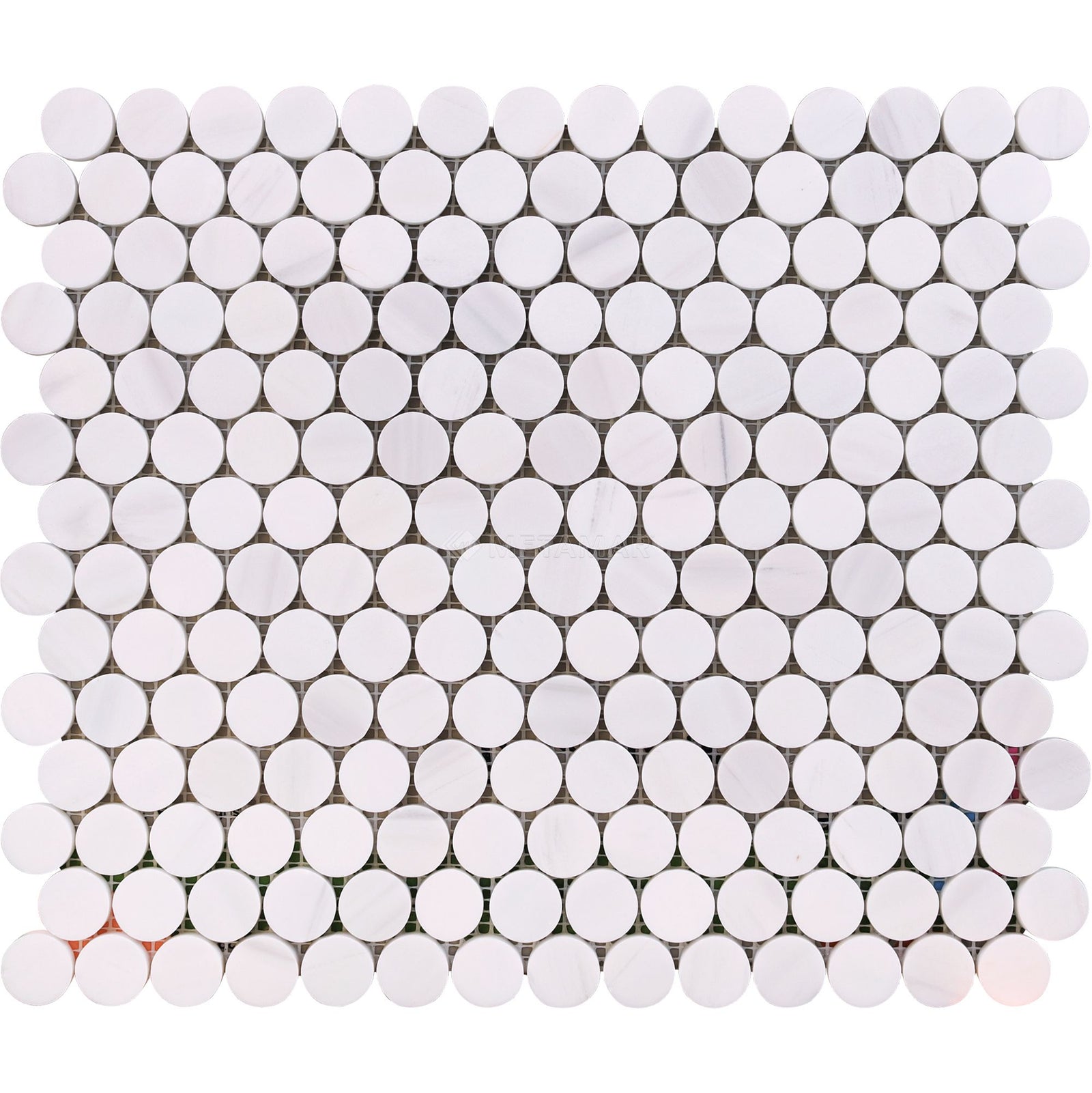 Bianco Dolomiti Penny Round Mosaic