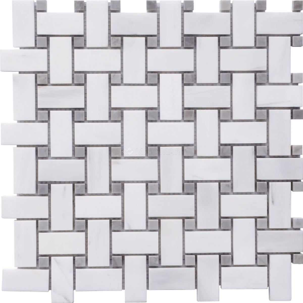 Bianco Dolomiti &amp; Ice Grey Basketweave Mosaic