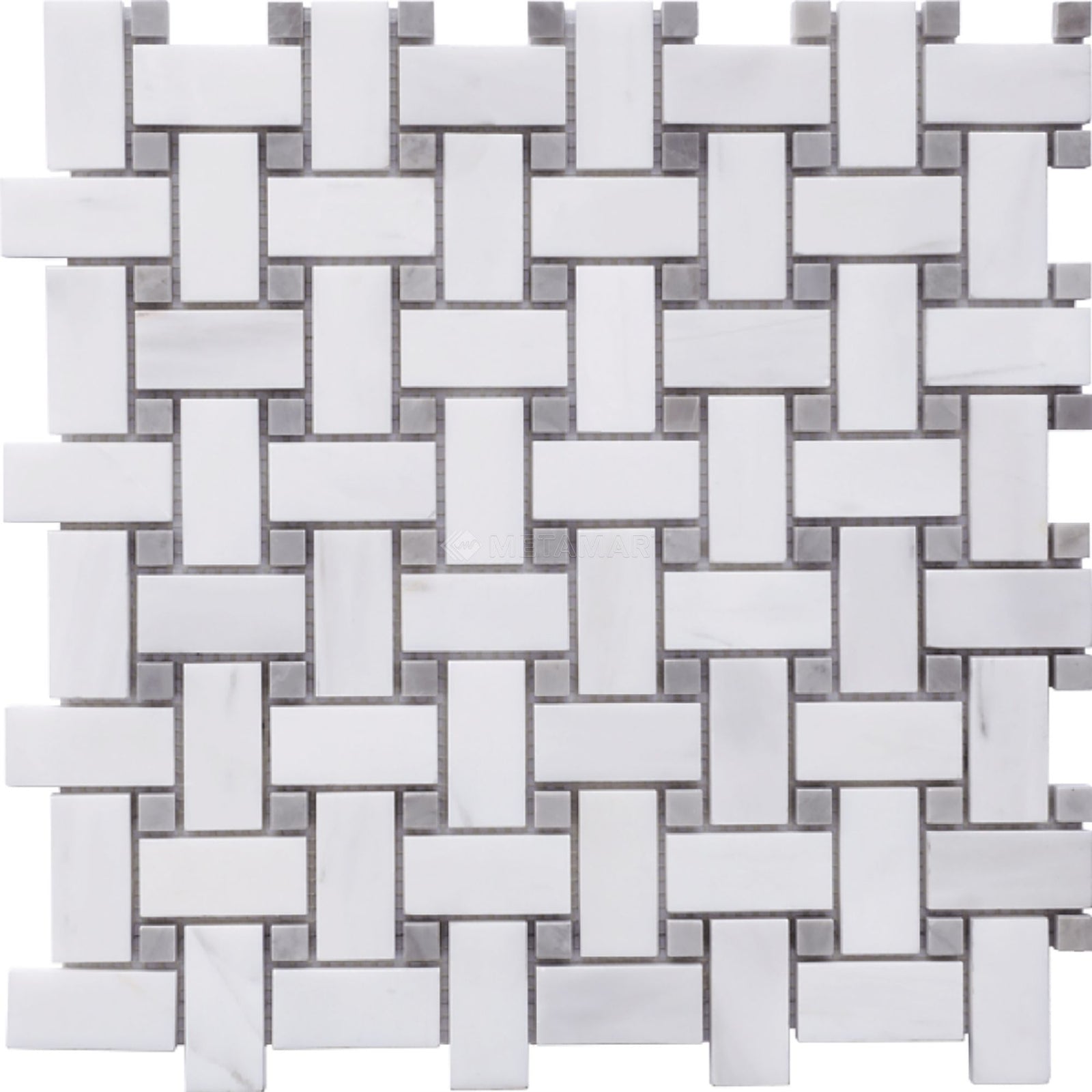 Bianco Dolomiti & Ice Grey Basketweave Mosaic