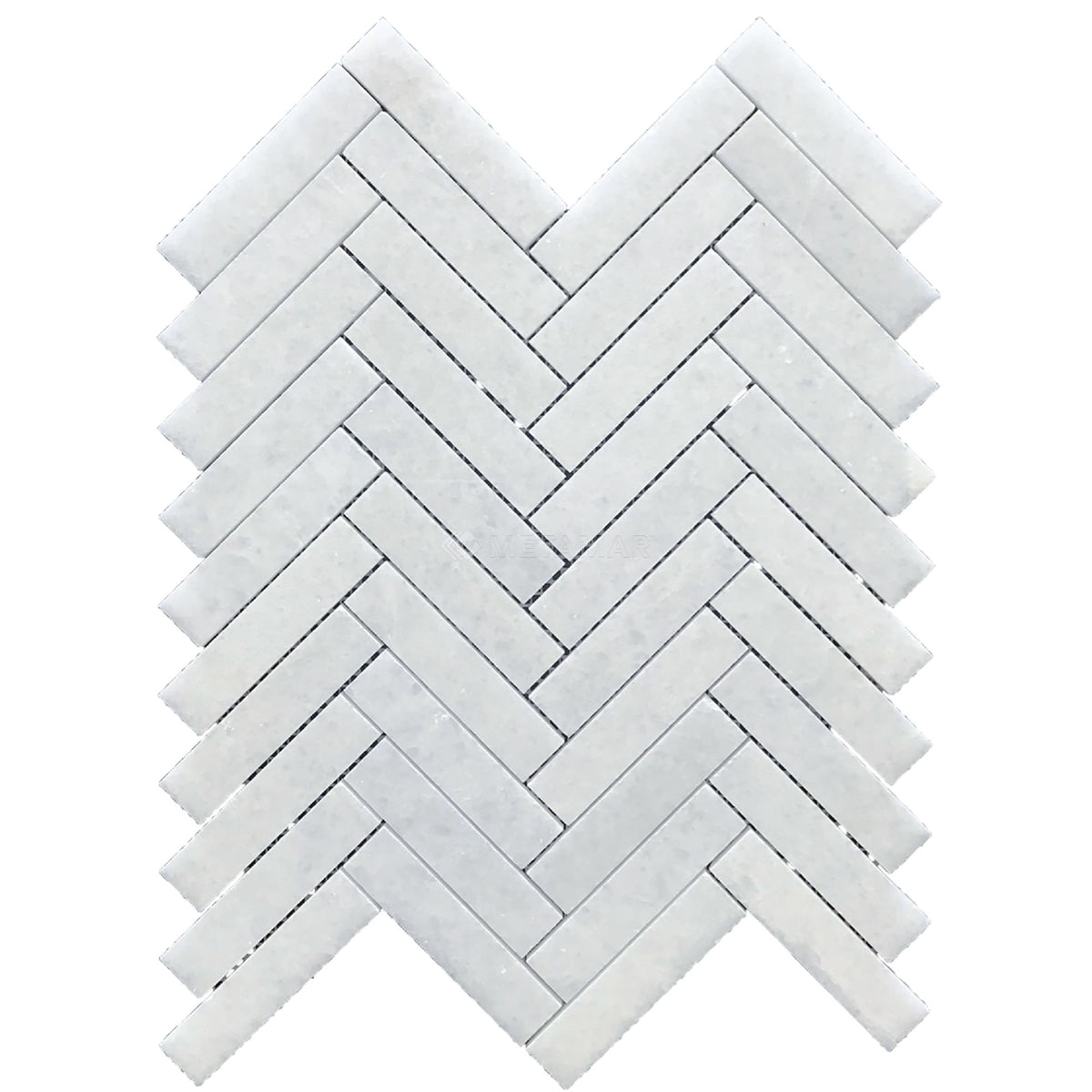 Bianco Neve Herringbone 1''x4'' Mosaic - Metamar Marble
