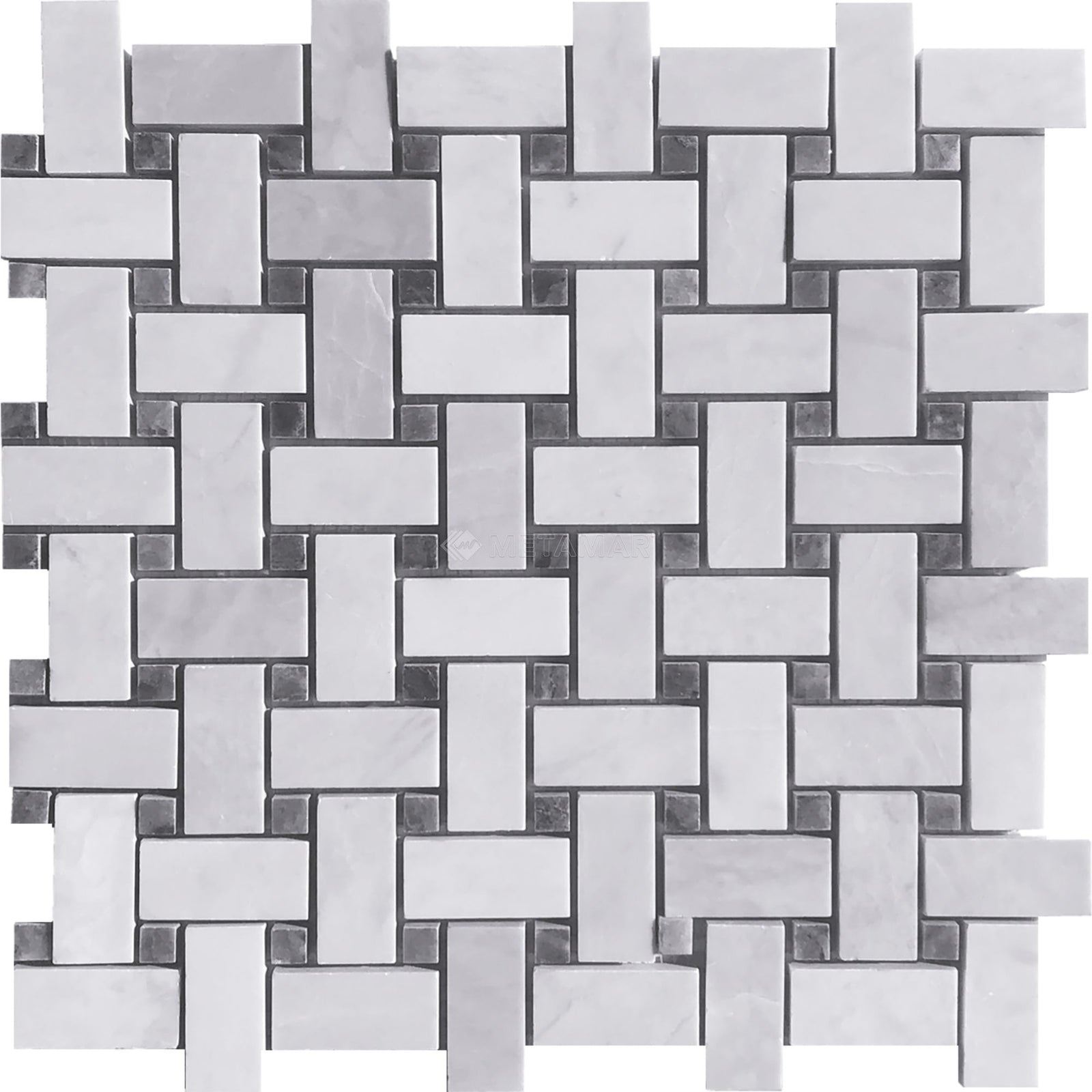 Ice Grey & Black Storm Basketweave Mosaic
