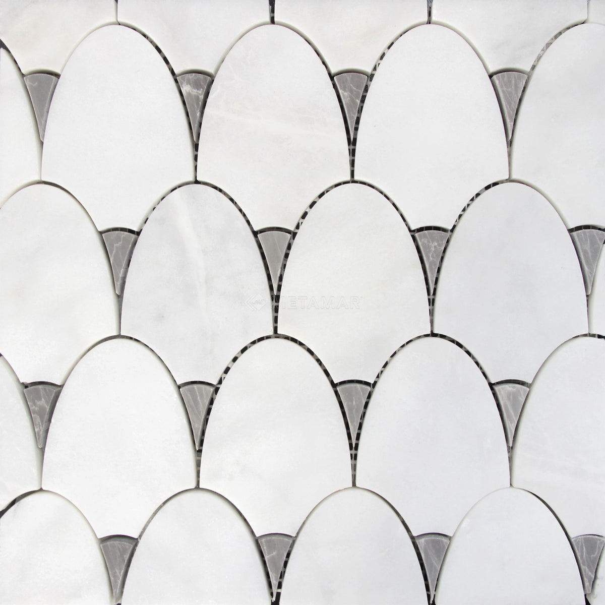 Ariel White &amp; Nordic Grey Dove Waterjet Mosaic