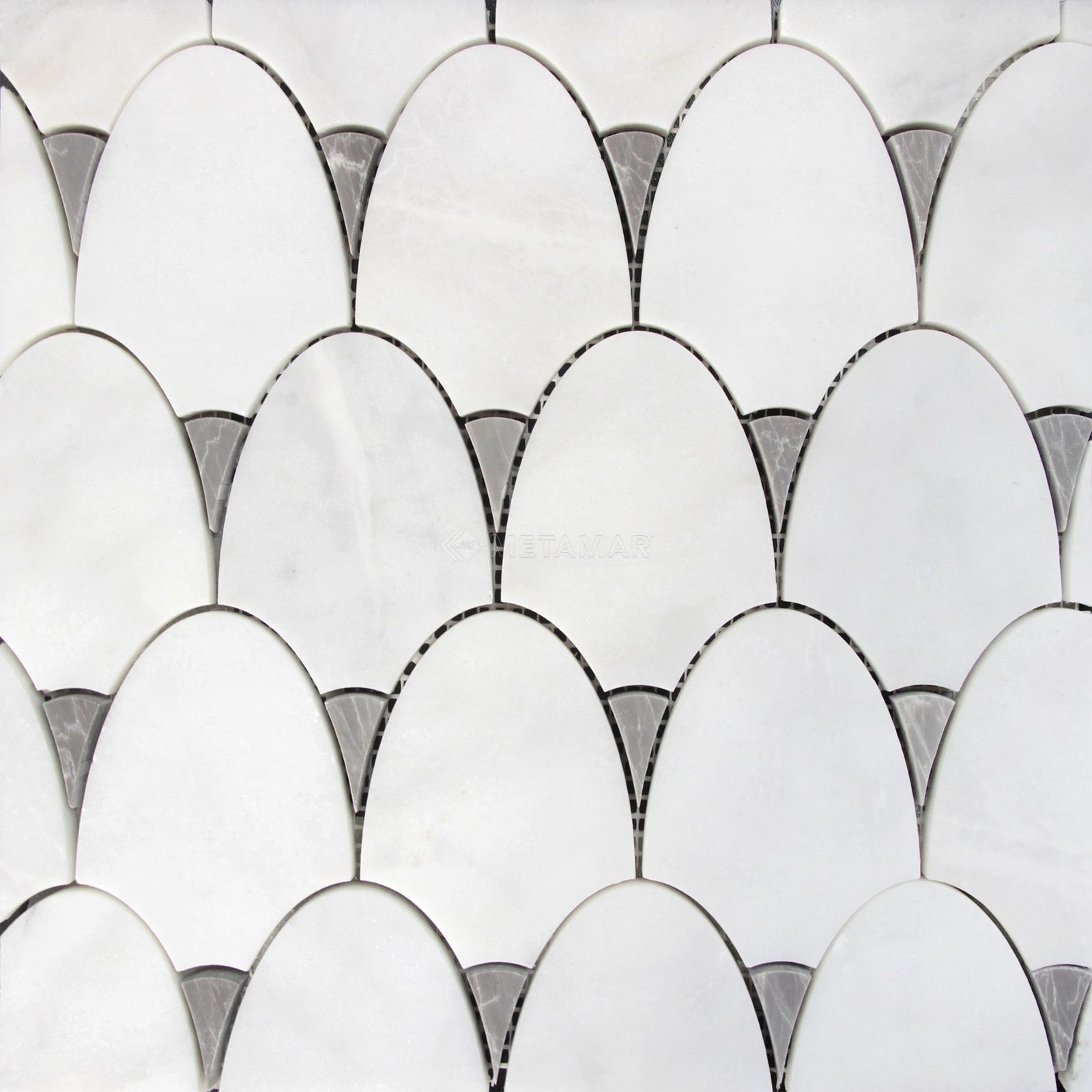 Ariel White & Nordic Grey Dove Waterjet Mosaic