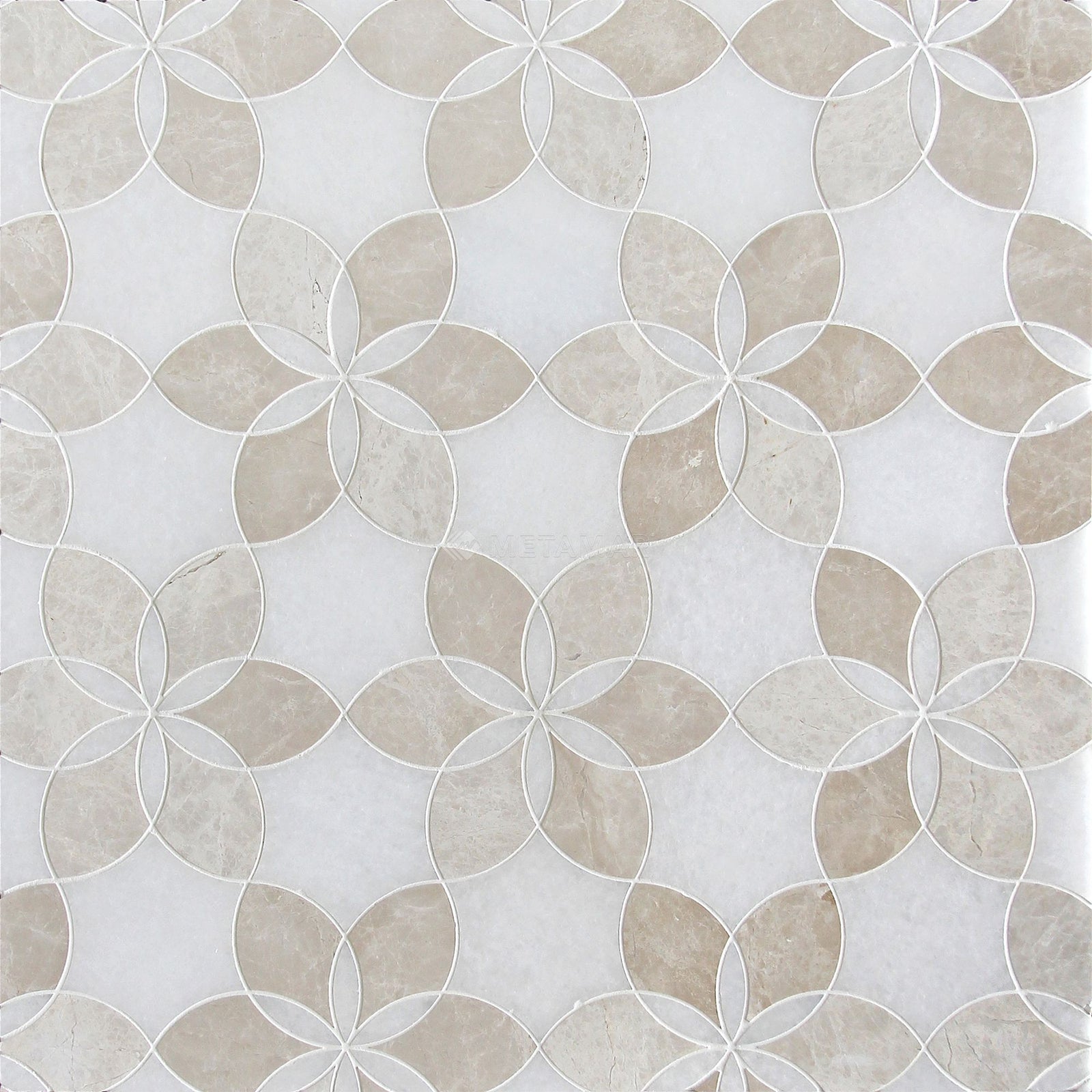 Bianco Neve & Papillon & Kalahari Lilium Waterjet Mosaic